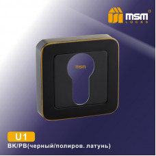 Накладка под цилиндр U1 Черный / Полированная латунь