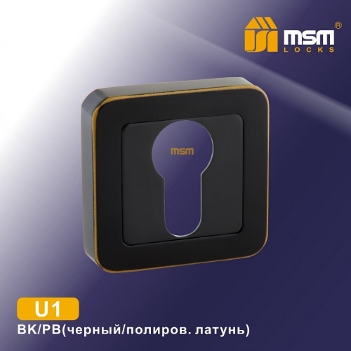 Накладка под цилиндр U1 Черный / Полированная латунь