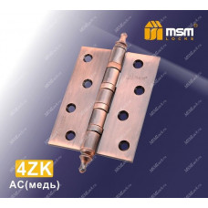 Петля МСМ латунная универсальная 100 мм с колпачком (4ZK) Медь (AC)