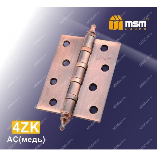 Петля МСМ латунная универсальная 100 мм с колпачком (4ZK) Медь (AC)