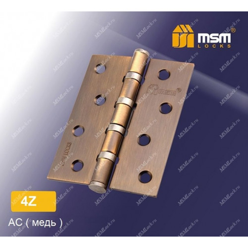 Петля МСМ латунная универсальная 100 мм без колпачка 4Z Медь (AC)