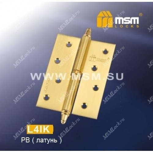 Петля MSM съемная 100 мм с колпачком ЛЕВАЯ L4IK Полированная латунь (PB)