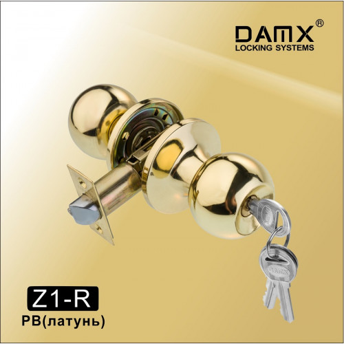 Ручка защелка (шариковая) DAMX Z1 Полированная латунь (PB) Входная (R)