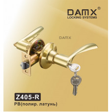 Ручка DAMX защелка (фалевая) Z405 Полированная латунь (PB) Входная (R)