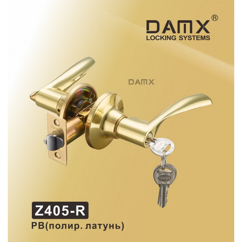 Ручка DAMX защелка (фалевая) Z405 Полированная латунь (PB) Входная (R)