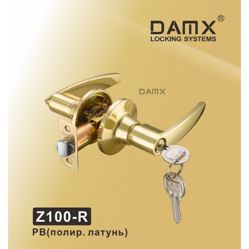 Ручка защелка (шариковая) DAMX Z100 Полированная латунь (PB) Входная (R)