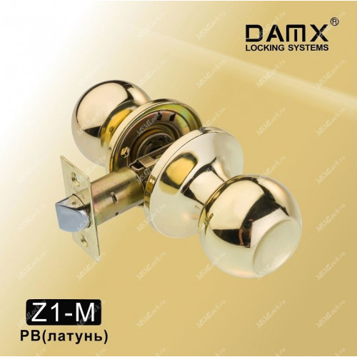 Ручка MSM защелка (шариковая) DAMX Z1 Полированная латунь (PB) Межкомнатная (M)
