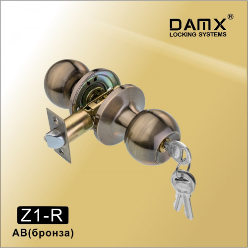 Ручка защелка (шариковая) DAMX Z1 Бронза (AB) Входная (R)
