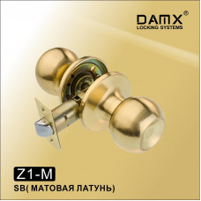 Ручка защелка (шариковая) DAMX Z1 Матовая латунь (SB) Межкомнатная (M)