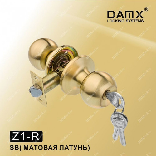 Ручка MSM защелка (шариковая) DAMX Z1 Матовая латунь (SB) Входная (R)