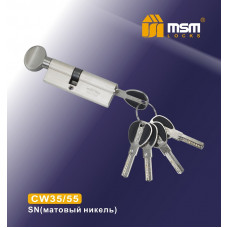 Цилиндровый механизм MSM CW35/55 мм Матовый никель (SN), латунь Перфорированный ключ-вертушка
