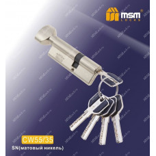 Цилиндровый механизм MSM CW55/35 мм Матовый никель (SN), латунь Перфорированный ключ-вертушка