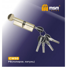 Цилиндровый механизм MSM CW90 мм Полированная латунь (PB), латунь Перфорированный ключ-вертушка