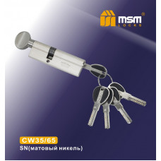 Цилиндровый механизм MSM CW35/65 мм Матовый никель (SN), латунь Перфорированный ключ-вертушка