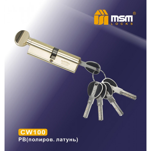 Цилиндровый механизм MSM CW100 мм Полированная латунь (PB), латунь Перфорированный ключ-вертушка