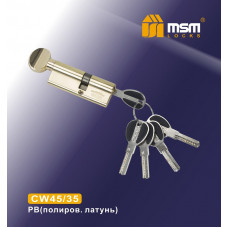 Цилиндровый механизм MSM CW45/35 мм Полированная латунь (PB), латунь Перфорированный ключ-вертушка