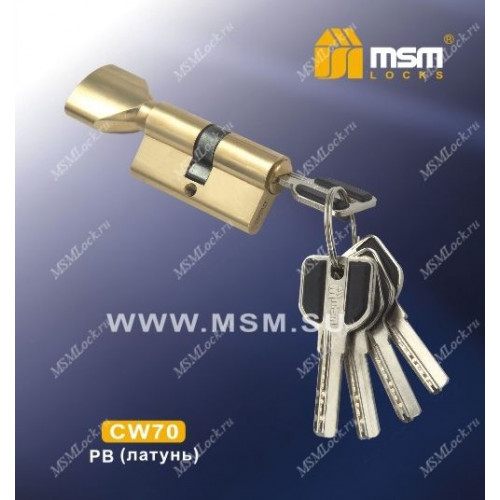 Цилиндровый механизм MSM CW70 мм Полированная латунь (PB), латунь Перфорированный ключ-вертушка