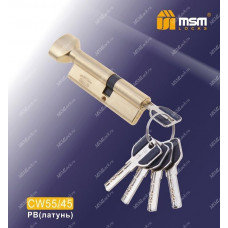 Цилиндровый механизм MSM CW55/45 мм Полированная латунь (PB), латунь Перфорированный ключ-вертушка