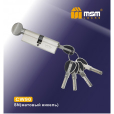 Цилиндровый механизм MSM CW90 мм Матовый никель (SN), латунь Перфорированный ключ-вертушка