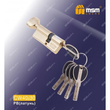 Цилиндровый механизм MSM CW40/30 мм Полированная латунь (PB), латунь Перфорированный ключ-вертушка
