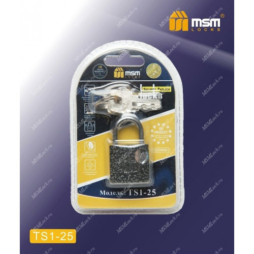 Навесной замок MSM TS1 в Блистере размер 25