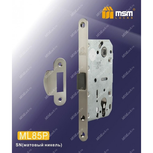 Замок врезной MSM ML85P (защелка из пластика) Матовый никель (SN)
